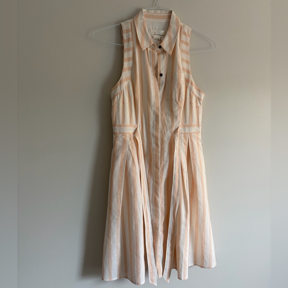 Anthropologie Peach Striped Midi Dress